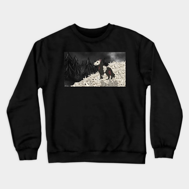 Apocalyptic Zombie Dog on Bone Pile Crewneck Sweatshirt by cenglishdesigns